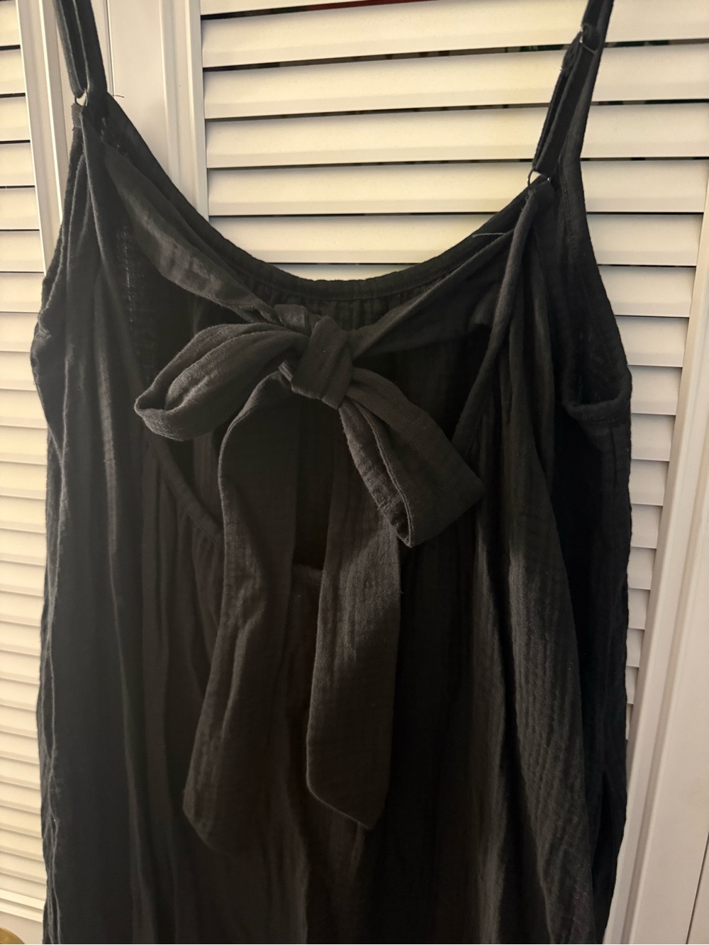 Black Maxi Slip Dress with Thin Straps and Bow Back - Picture 3 of 4